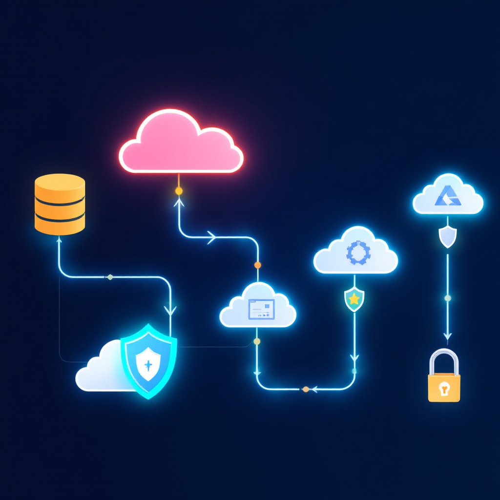 Cloud infrastructure dashboard with monitoring, CI/CD pipelines, and security controls